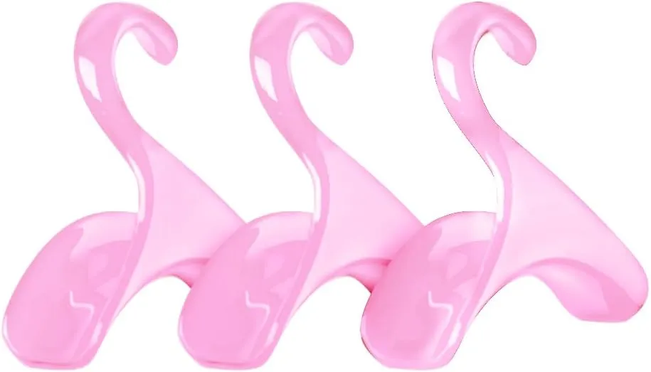 Bag-a-Vie Purse Hanger for Closet - Handbag Organizer Hooks for Hanging Bags & Purses, Protecting Bag Shape & Organizing Space (3 Hanger, Pink Plastic)