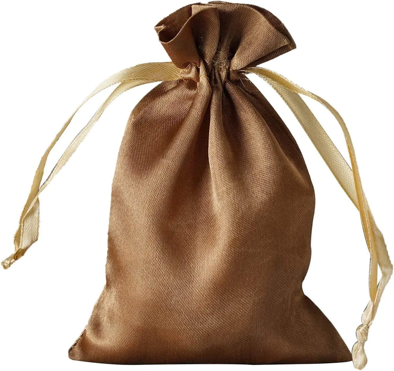 BalsaCircle 60 pcs 5x7-Inch Antique Gold Satin Drawstring Bags - Wedding Party Favors Jewelry Pouch Candy Gift Bags