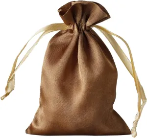 BalsaCircle 60 pcs 5x7-Inch Antique Gold Satin Drawstring Bags - Wedding Party Favors Jewelry Pouch Candy Gift Bags