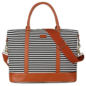 BAOSHA HB-28 Ladies Women Canvas Travel Weekender Bag Overnight Carry-on Duffel Tote Bag (Black)