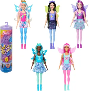 Barbie Color Reveal Doll, Rainbow Galaxy, Celestial Sparkle with 6 Surprises Including Wings & Color Change (Styles May Vary)