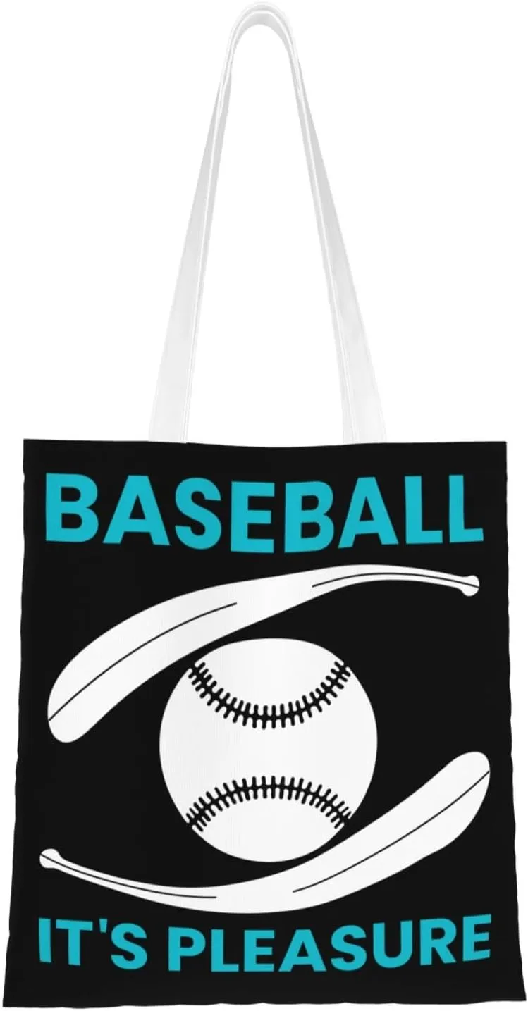 Baseball Its Pleasure Tote Bag for Women Canvas Shopping Bags Reusable Beach Bag Grocery Bags Tote Shoulder Bag Gift Bags