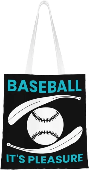 Baseball Its Pleasure Tote Bag for Women Canvas Shopping Bags Reusable Beach Bag Grocery Bags Tote Shoulder Bag Gift Bags