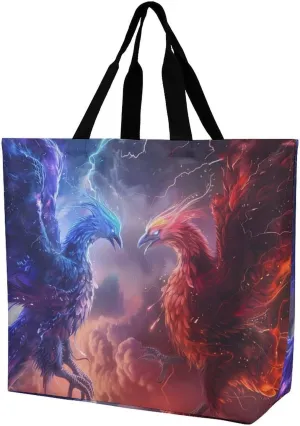 Battle of Phoenix Cool Thundering Shopping Bag Reusable Tote Bag Lightweight Shoulder Bag Grocery Bag for Women Men
