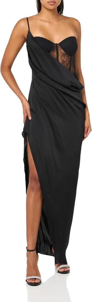 BCBGMAXAZRIA Women's Sleeveless Sweetheart Neck Draped Maxi Dress
