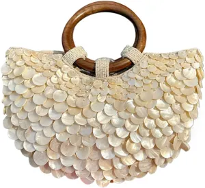 Beaded Shell Purse Summer Beach Tote Bag Seashell Clutch Handbag Luxury Evening Purse Handmade Top Handle Bag