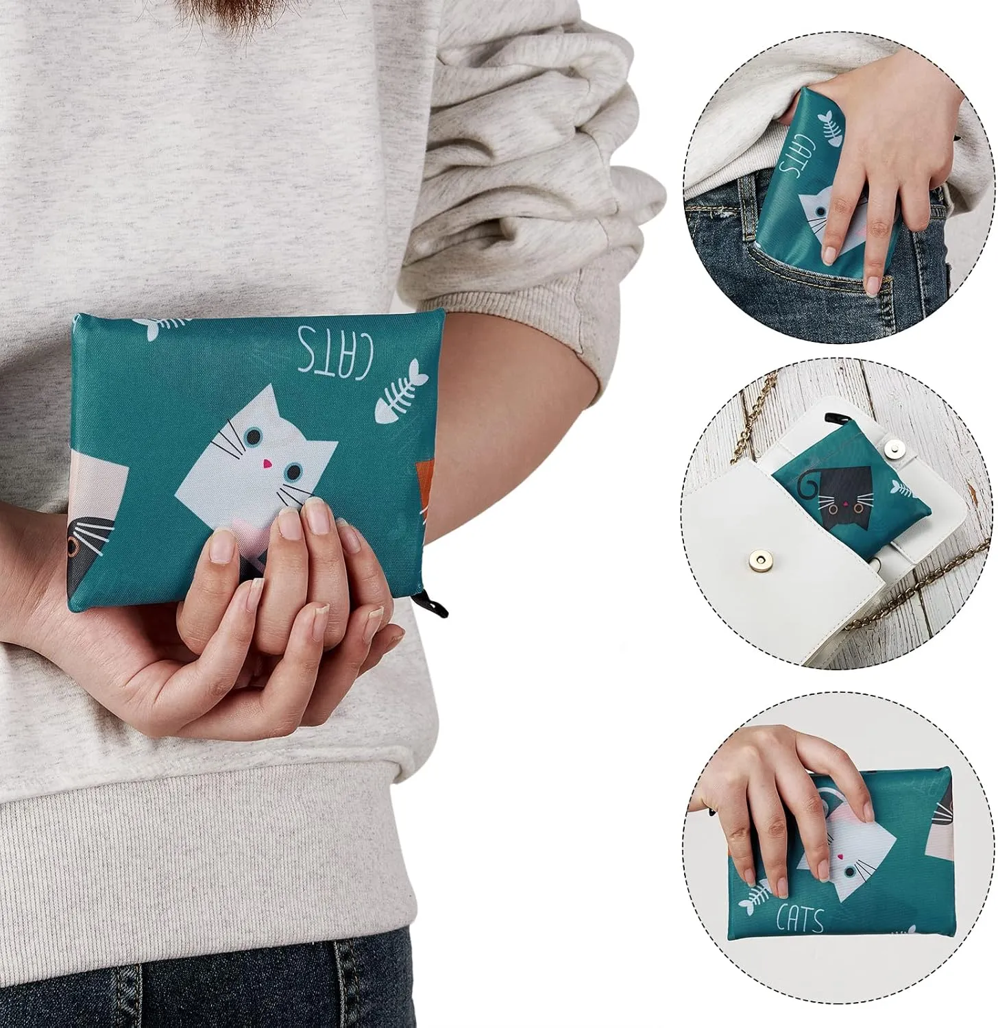BEEFLYING Foldable Eco-Friendly Nylon Grocery Bags Foldable Reusable Waterproof Shopping Tote Bags
