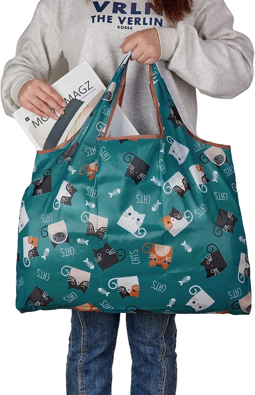 BEEFLYING Foldable Eco-Friendly Nylon Grocery Bags Foldable Reusable Waterproof Shopping Tote Bags