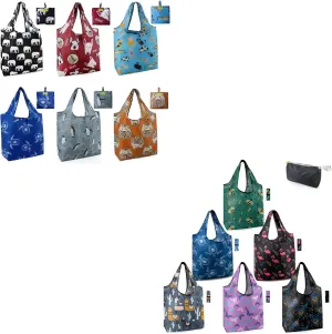 BeeGreen Reusable-Grocery-Bags-Foldable-Machine-Washable-Reusable-Shopping-Bags-Bulk 6 Pack 50LBS, Capacity Machine Washable Polyester Durable Shopping Bags for Men Travel Shopping