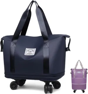 Beente Travel Bag With Wheels, 2025 New Large Capacity Travel Bag, Expandable、Large Capacity Universal Wheel Removable (Dark Blue)