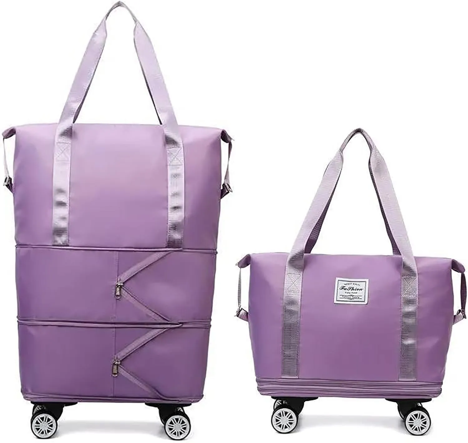 Beente Travel Bag with Wheels, 2025 New Large Capacity Travel Bag - Universal Wheel Removable, Kulken Tote Luggage (Purple)
