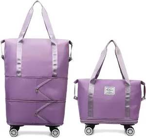 Beente Travel Bag with Wheels, 2025 New Large Capacity Travel Bag - Universal Wheel Removable, Kulken Tote Luggage (Purple)