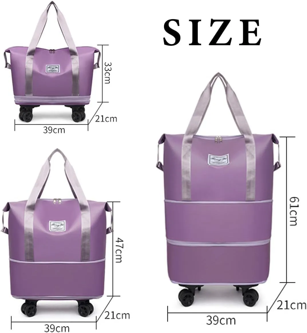 Beente Travel Bag with Wheels, Foldie Travel Bag Expandable, 2025 New Large Capacity Traveling Bags - Universal Wheel Removable, Weekend Carry on Luggage Bags (Dark Purple)
