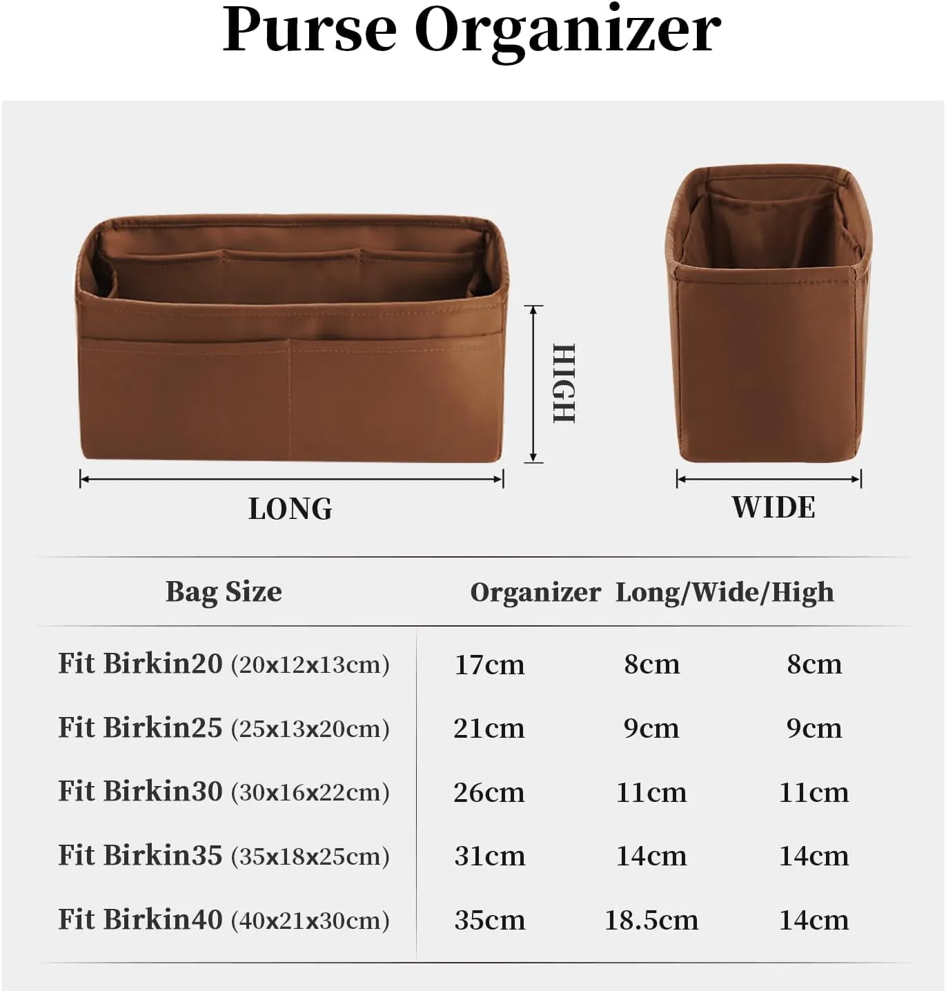 Birkin 35 Insert Bag Insert Compatible with Hermes Birkin Bag, Silky Bag Shaper for Birkin 35, Lightweight and Soft Touch Inner Bag (Gold, Birkin35)