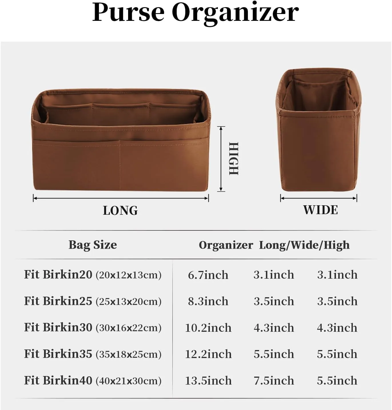 Birkin 35 Insert Bag Insert Compatible with Hermes Birkin Bag, Silky Bag Shaper for Birkin 35, Lightweight and Soft Touch Inner Bag (Gold, Birkin35)