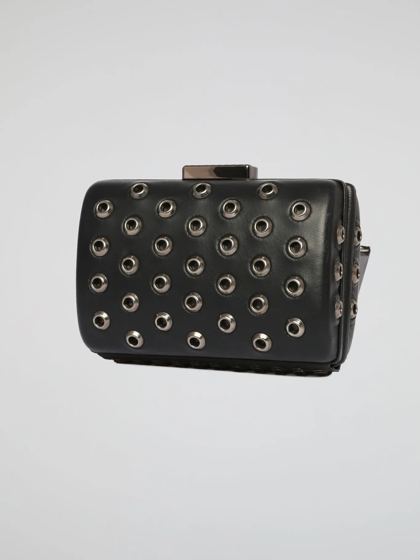 Black Embellished Leather Clutch
