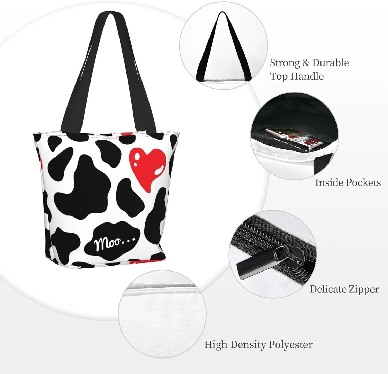 Black Geometric Tote Bag Women Reusable Shopping Bags Shoulder Bag Portable Storage HandBags