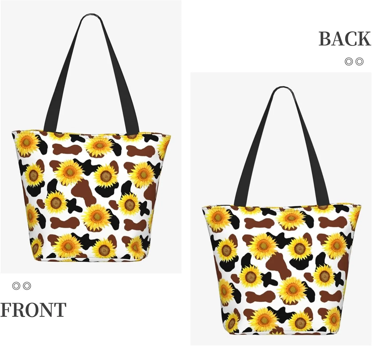 Black Geometric Tote Bag Women Reusable Shopping Bags Shoulder Bag Portable Storage HandBags