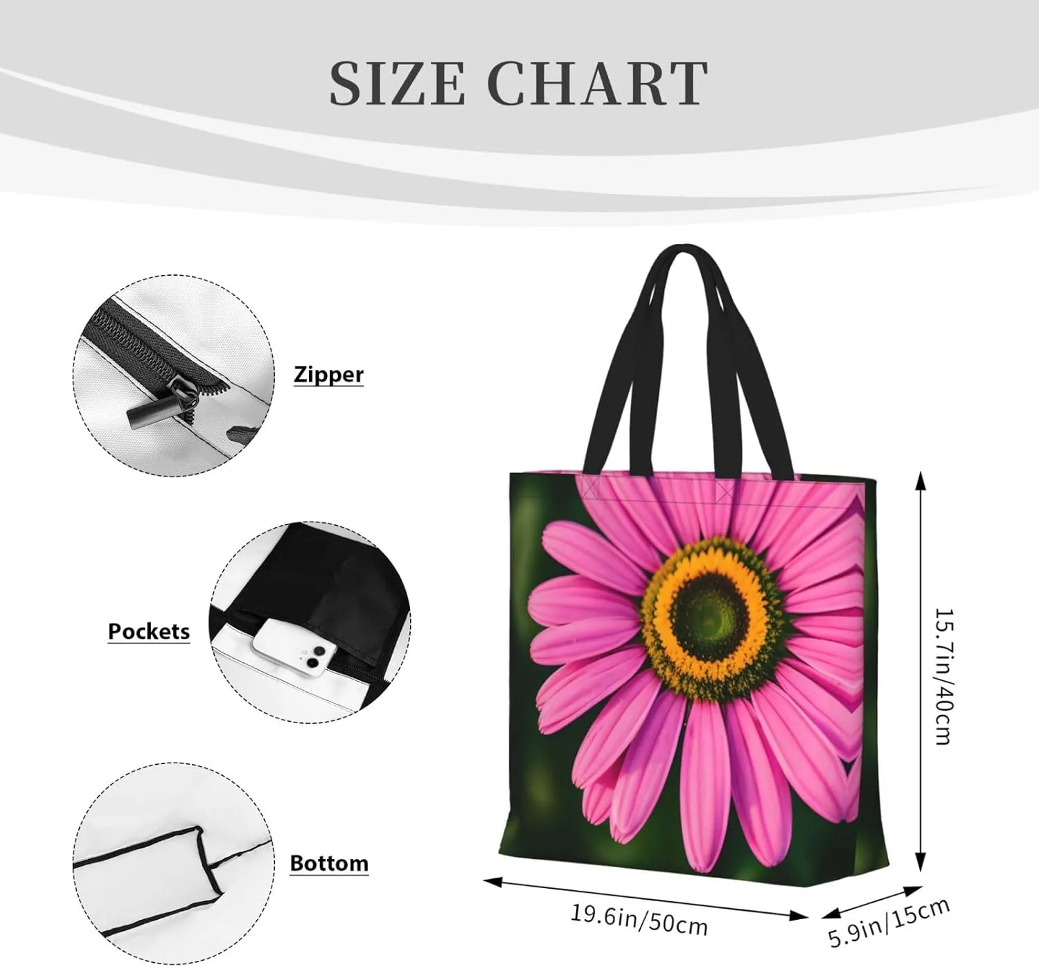 Black White Polka Dots Pattern Print Tote Bag Casual Shoulder Bag Handbag Reusable Shopping Travel Bag Gifts For Women
