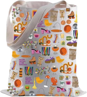 BLUPARK 70's Party Tote Bag Nostalgic Gift Follow the Call from the Disco Ball Shopping Bag 70's Pop Culture Gift