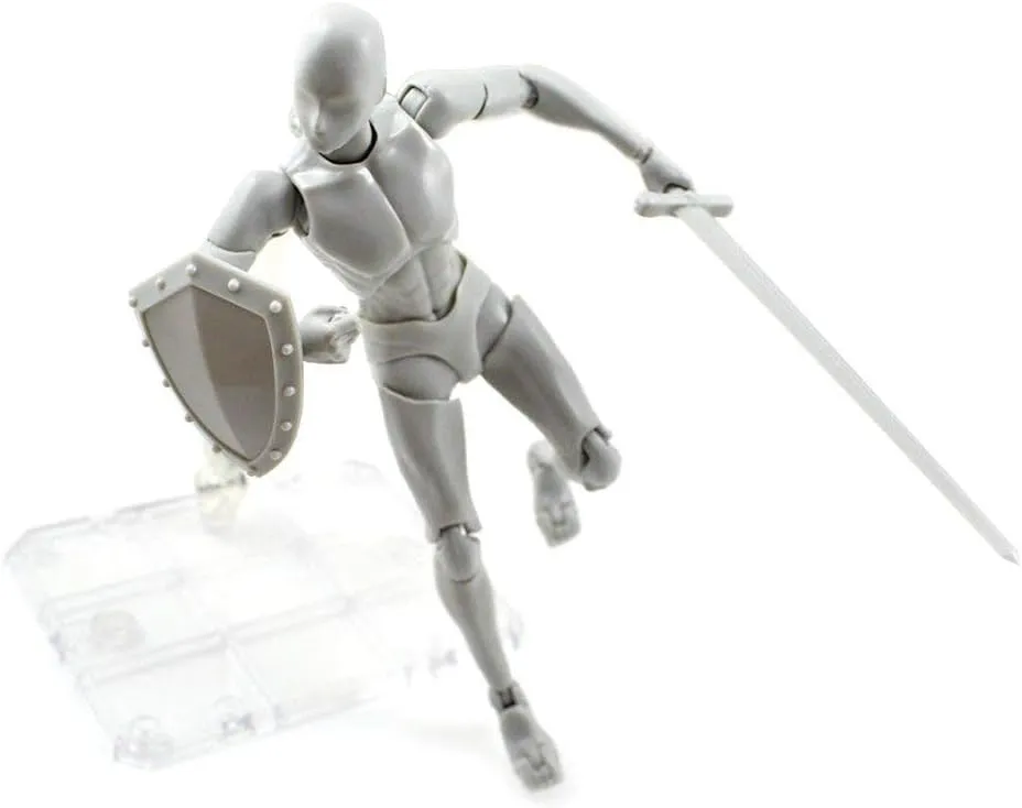 Body Kun Doll Action Figure Model Set for S H Figure, PVC Body-Chan DX 2.0 Moveable Action Figure for Gifts (Gray Male)