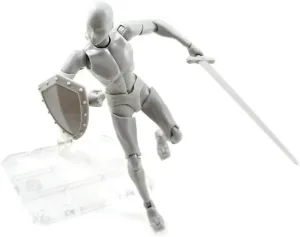 Body Kun Doll Action Figure Model Set for S H Figure, PVC Body-Chan DX 2.0 Moveable Action Figure for Gifts (Gray Male)
