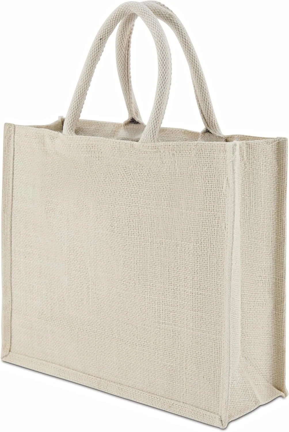 BolBom’s Tote Bags, 4 Pack Large Burlap Jute Eco-friendly Reusable Bag with Handles Blank Tote Bulk for Grocery Shopping