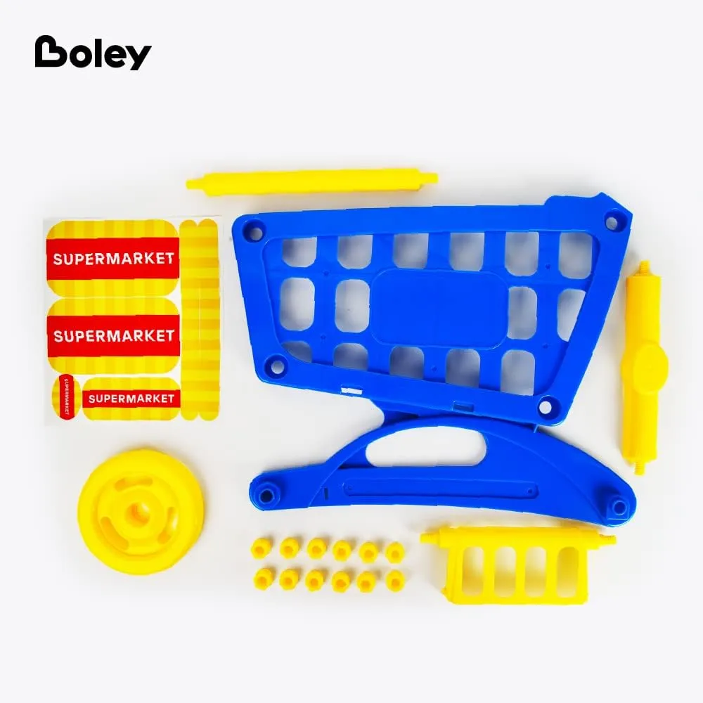 Boley Educational Toy Shopping Cart - Supermarket Playset with Included Grocery Cart Toy and Pretend Food Accessories - Perfect for Kids, Children, Toddlers Learning Development