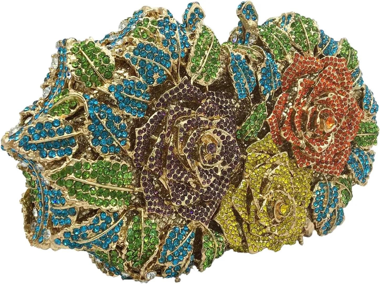 Boutique De FGG Dazzling Flower Evening Bags For Women Formal Party Rhinestone Handbags Wedding Crystal Clutch Purse,Mini