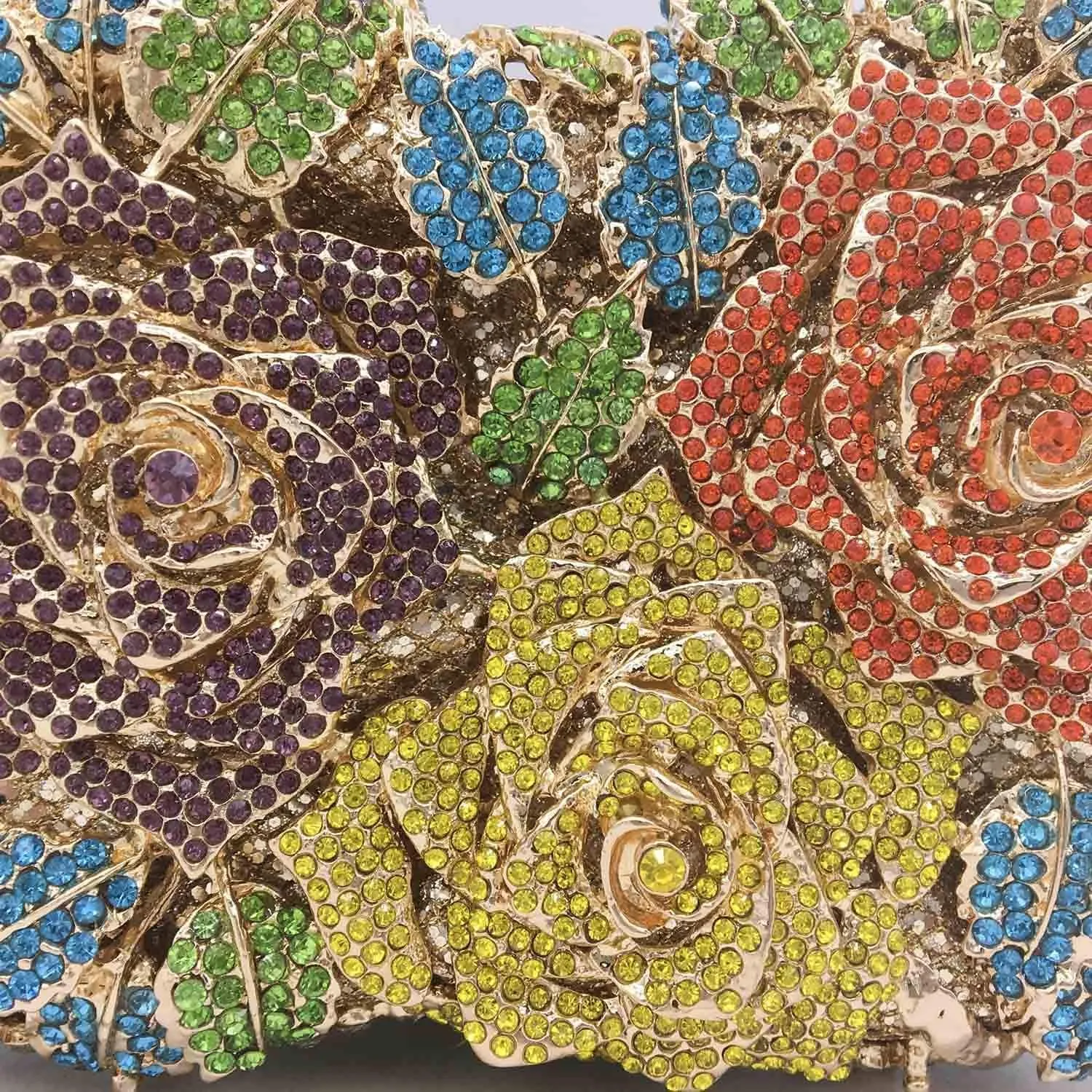 Boutique De FGG Dazzling Flower Evening Bags For Women Formal Party Rhinestone Handbags Wedding Crystal Clutch Purse,Mini