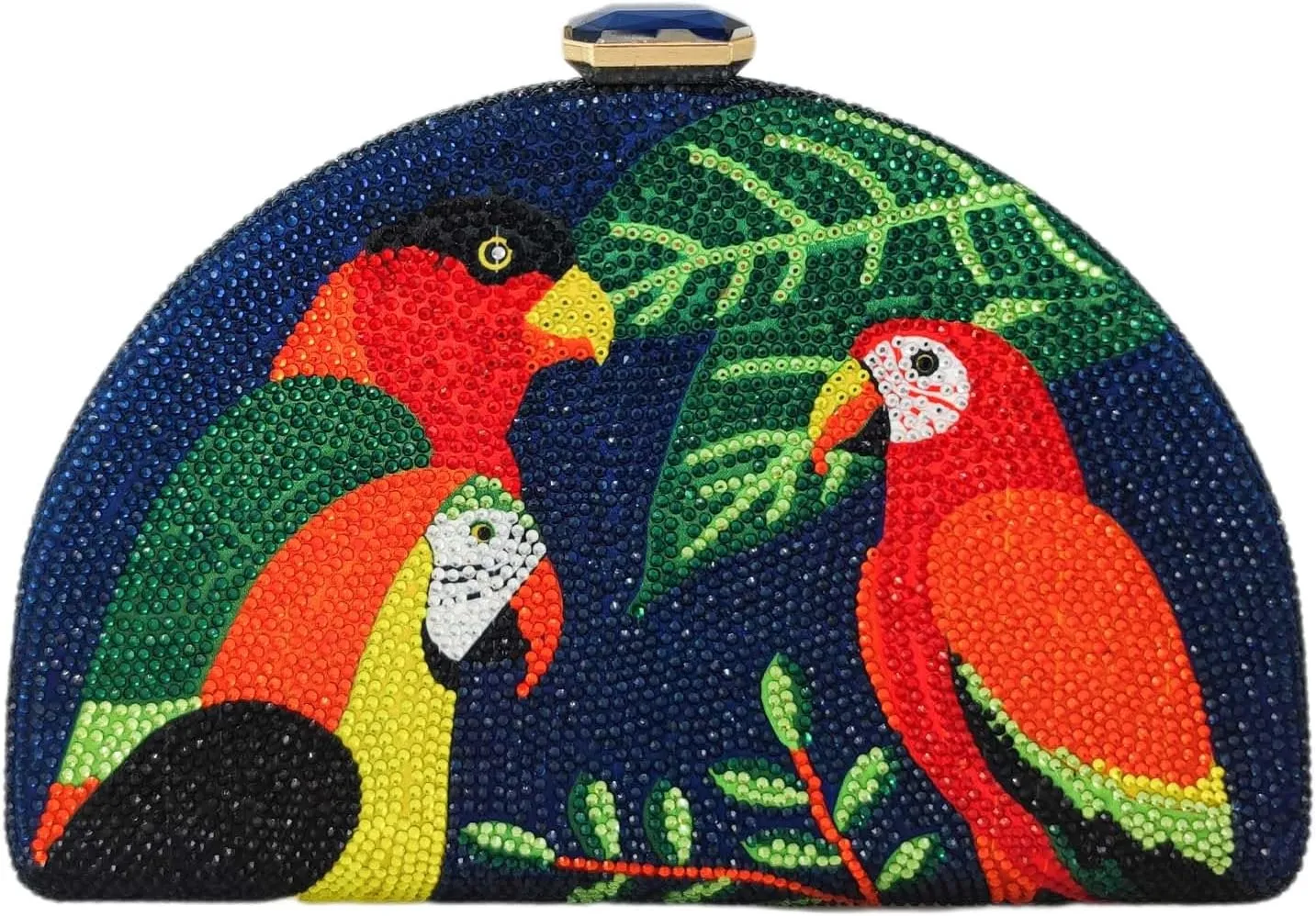 Boutique De FGG Parrot Evening Bags Women Crystal Clutch Bag Cocktail Prom Bird Party Handbags Rhinestone Clutch Purse,Mini