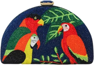 Boutique De FGG Parrot Evening Bags Women Crystal Clutch Bag Cocktail Prom Bird Party Handbags Rhinestone Clutch Purse,Mini