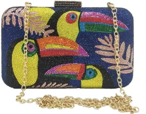 Boutique De FGG Toucan Bird Crystal Clutch Purses for Women Evening Minaudiere Handbags Party Rhinestone Clutch Bag,Mini