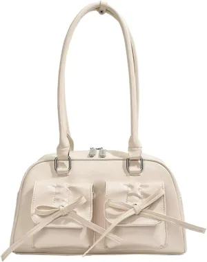 Bow Purse Women PU Leather Shoulder Bag Coquette Tote Y2k Aesthetic Handbag Ita Bag Travel Designer Multi Pockets