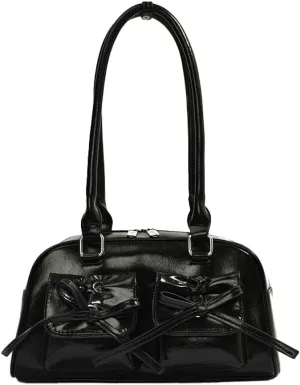 Bow Purse Women PU Leather Shoulder Bag Coquette Tote Y2k Aesthetic Handbag Ita Bag Travel Designer Multi Pockets