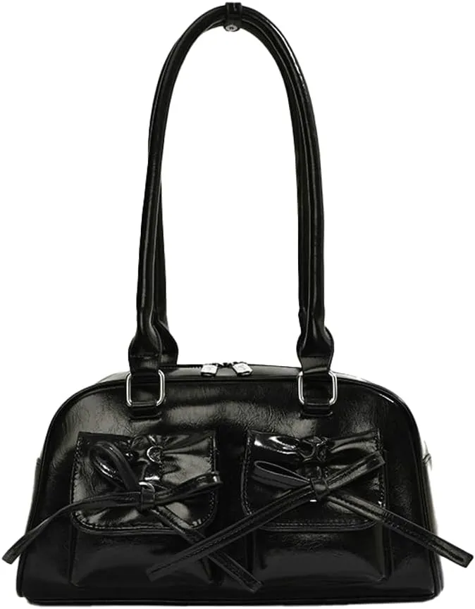 Bow Purse Women PU Leather Shoulder Bag Coquette Tote Y2k Aesthetic Handbag Ita Bag Travel Designer Multi Pockets