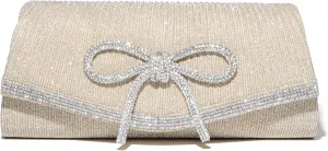 Bow Shiny Clutch Purses for Women Sparkly Evening Handbag Glitter Rhinestone Prom Cross Body Wedding Clutch Bags