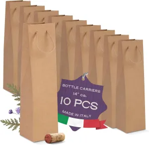 Boxes Craftory Pack of 10 Wine Gift Bag for Bottles (3.74 x 3.74 x 14.96 inch) - Box Perfect for Presents - Elegant Havana