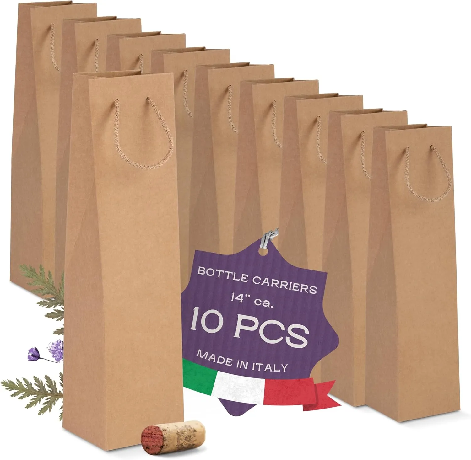 Boxes Craftory Pack of 10 Wine Gift Bag for Bottles (3.74 x 3.74 x 14.96 inch) - Box Perfect for Presents - Elegant Havana