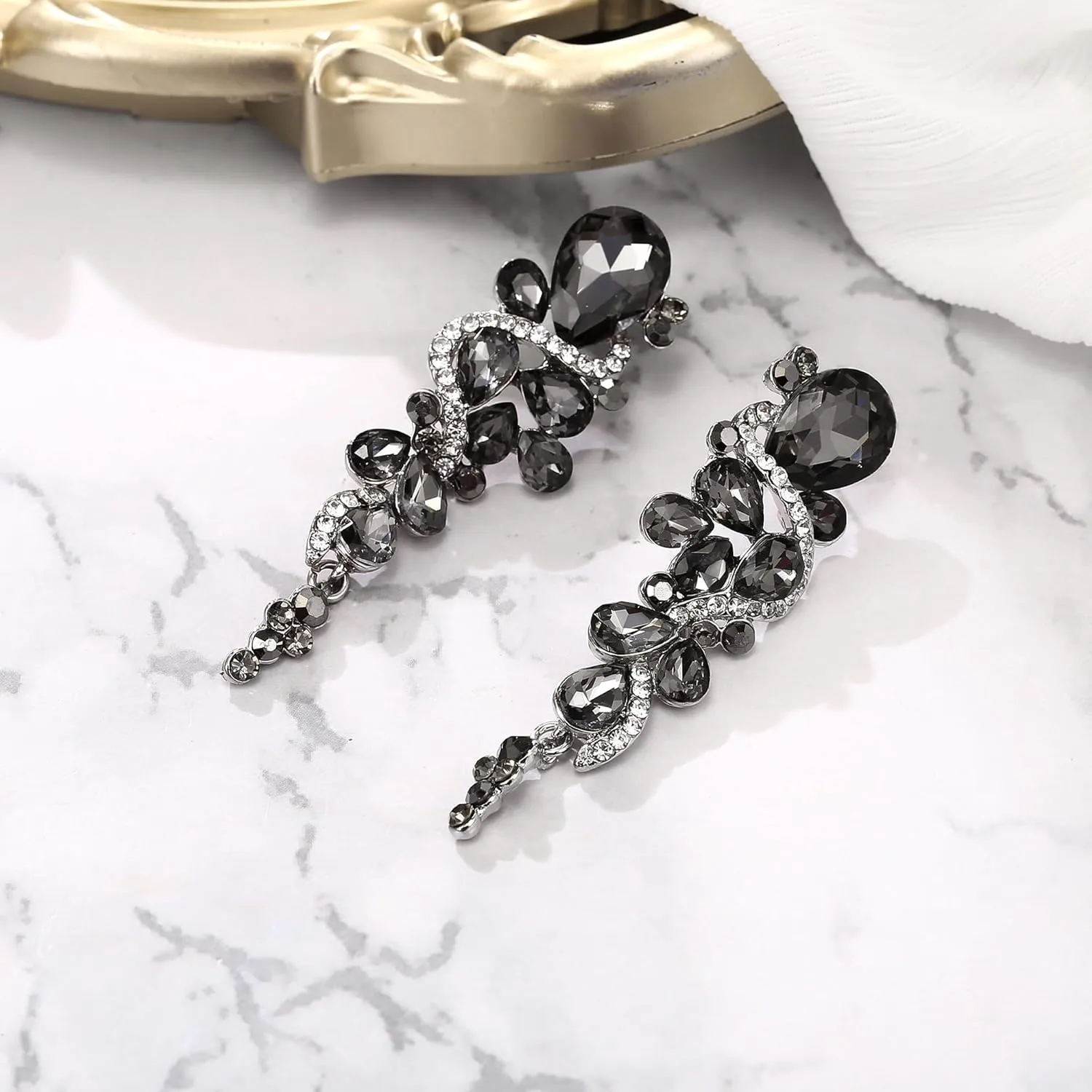 BriLove Women's Bohemian Boho Crystal Wedding Bridal Multiple Teardrop Chandelier Long Dangle Earrings