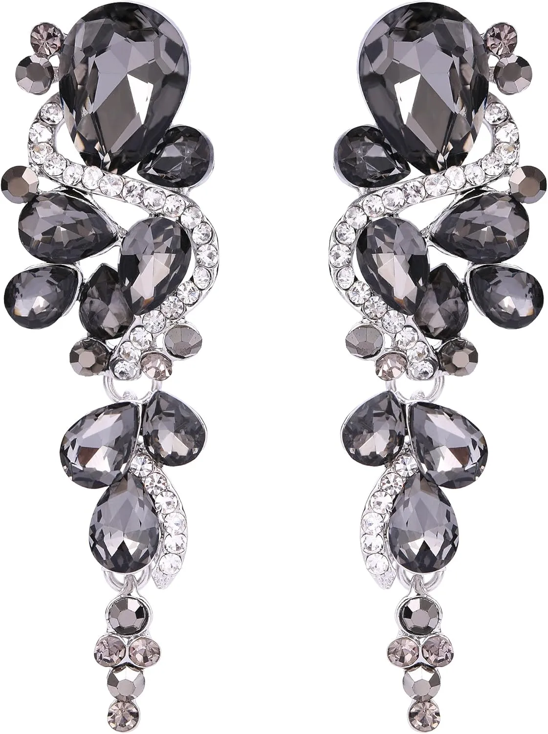 BriLove Women's Bohemian Boho Crystal Wedding Bridal Multiple Teardrop Chandelier Long Dangle Earrings
