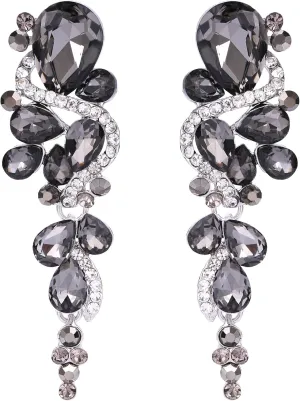 BriLove Women's Bohemian Boho Crystal Wedding Bridal Multiple Teardrop Chandelier Long Dangle Earrings