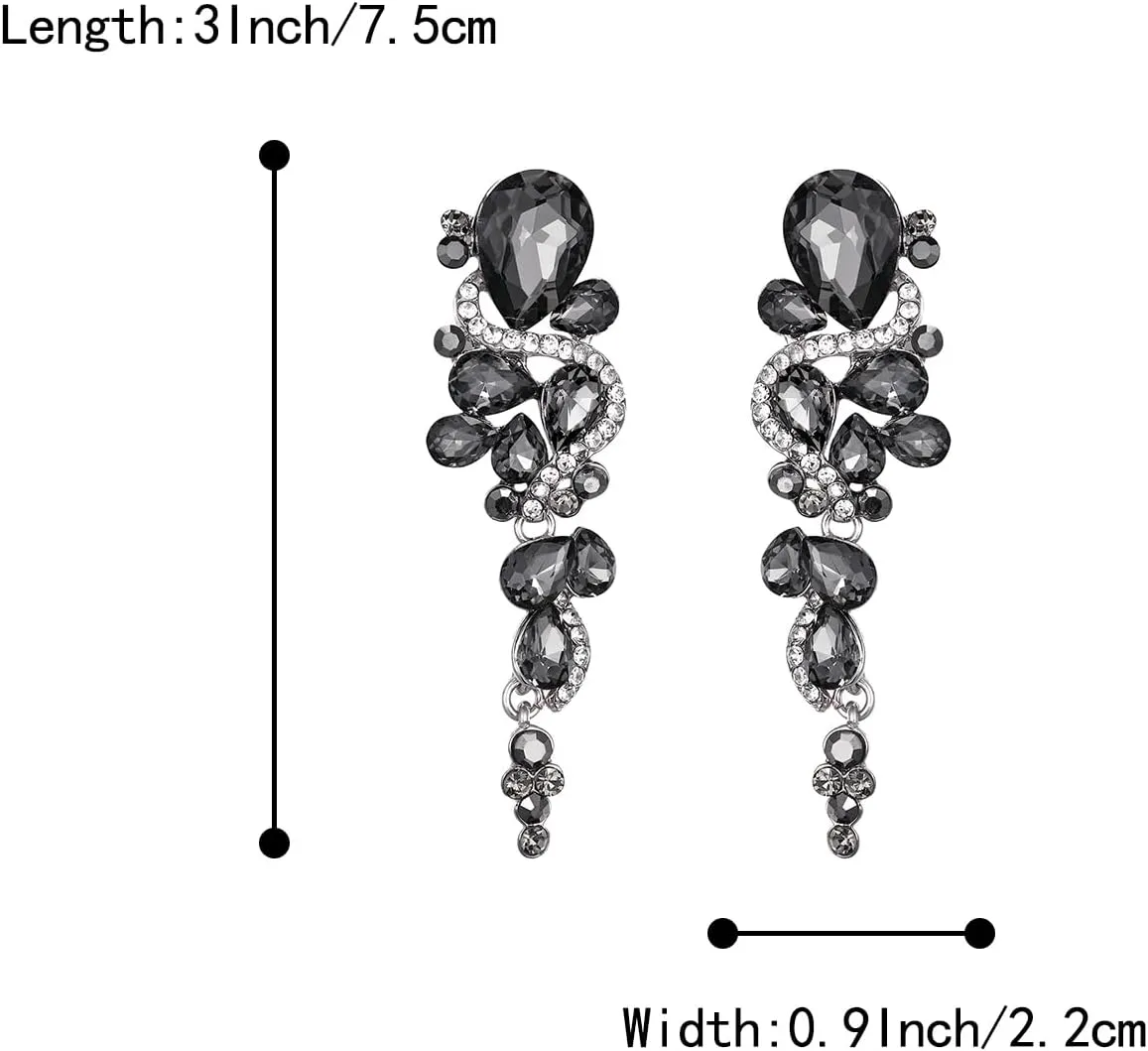 BriLove Women's Bohemian Boho Crystal Wedding Bridal Multiple Teardrop Chandelier Long Dangle Earrings