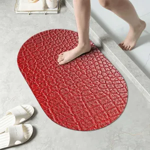 Brown Super Absorbent Bath Mat Soft Carpet Crocodile Skin Designer Themed Art Easy to Clean Bathroom Rugs, Simple Kitchen Doormat Animal Print 15.7x23.6 Inches