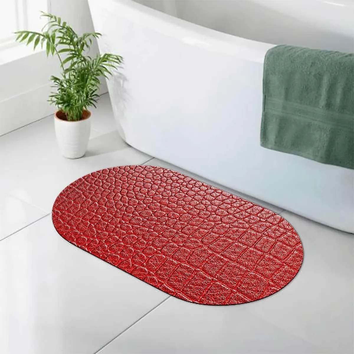 Brown Super Absorbent Bath Mat Soft Carpet Crocodile Skin Designer Themed Art Easy to Clean Bathroom Rugs, Simple Kitchen Doormat Animal Print 15.7x23.6 Inches