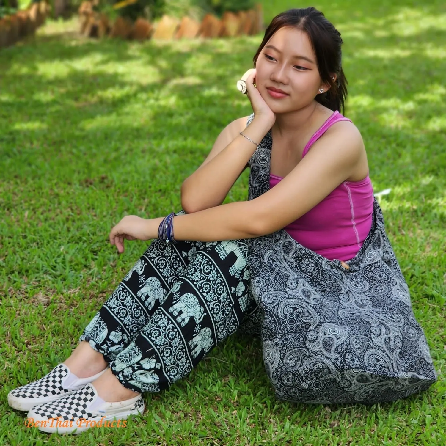 BTP! Thai Cotton Hippie Hobo Sling Crossbody Bag eco Friendly Shopping bag Paisley Print Large