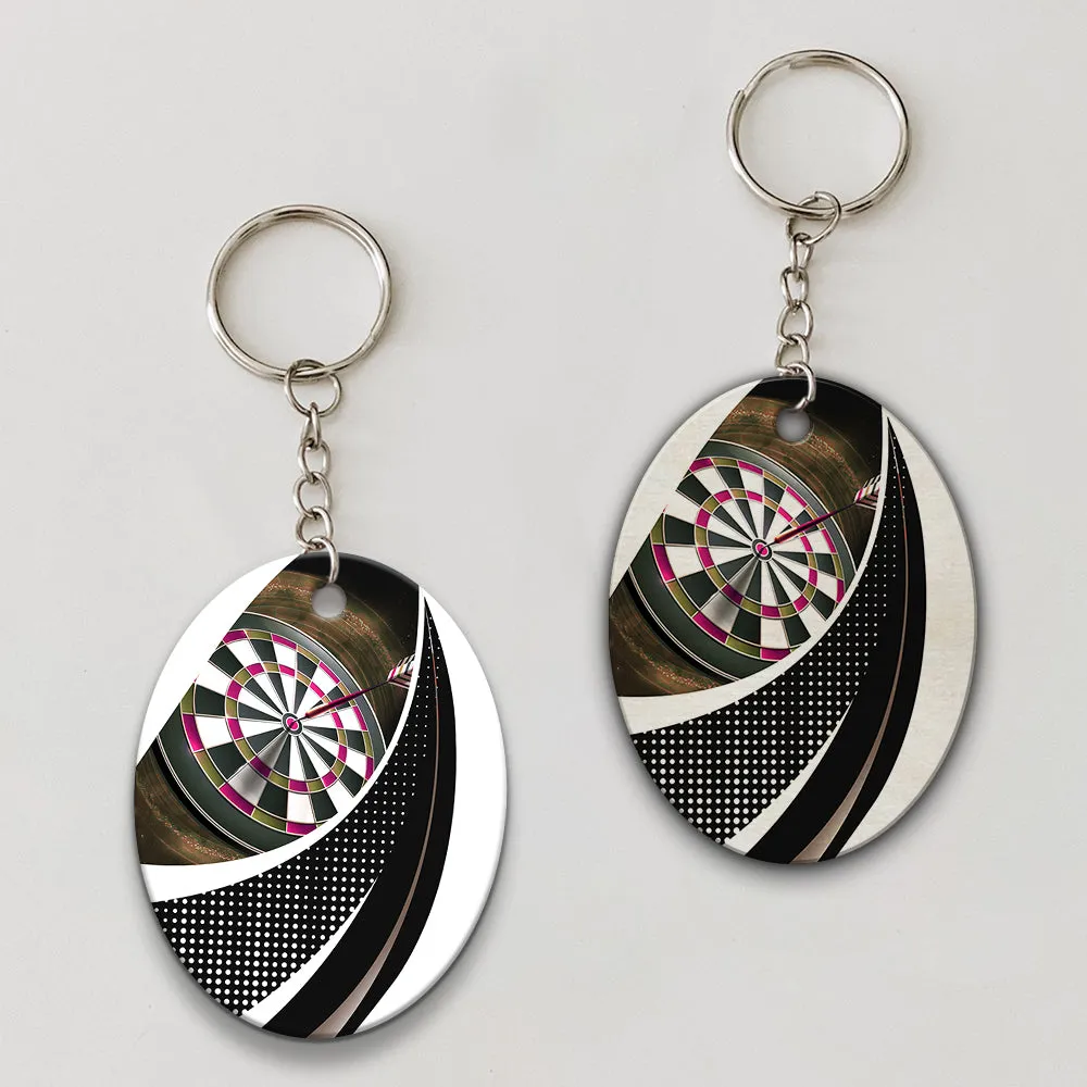 Bullseye Dartboard Brown Keychain Viking And Darts For Dart Team Player