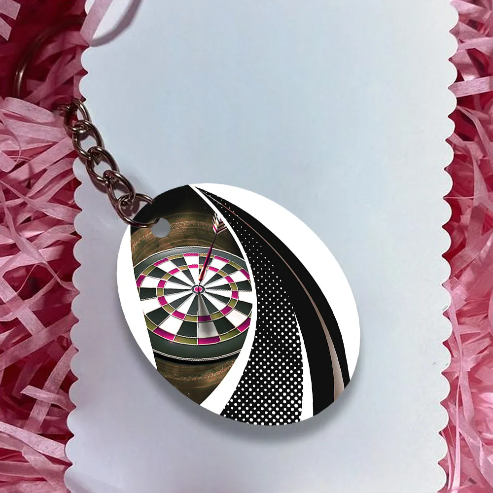 Bullseye Dartboard Brown Keychain Viking And Darts For Dart Team Player