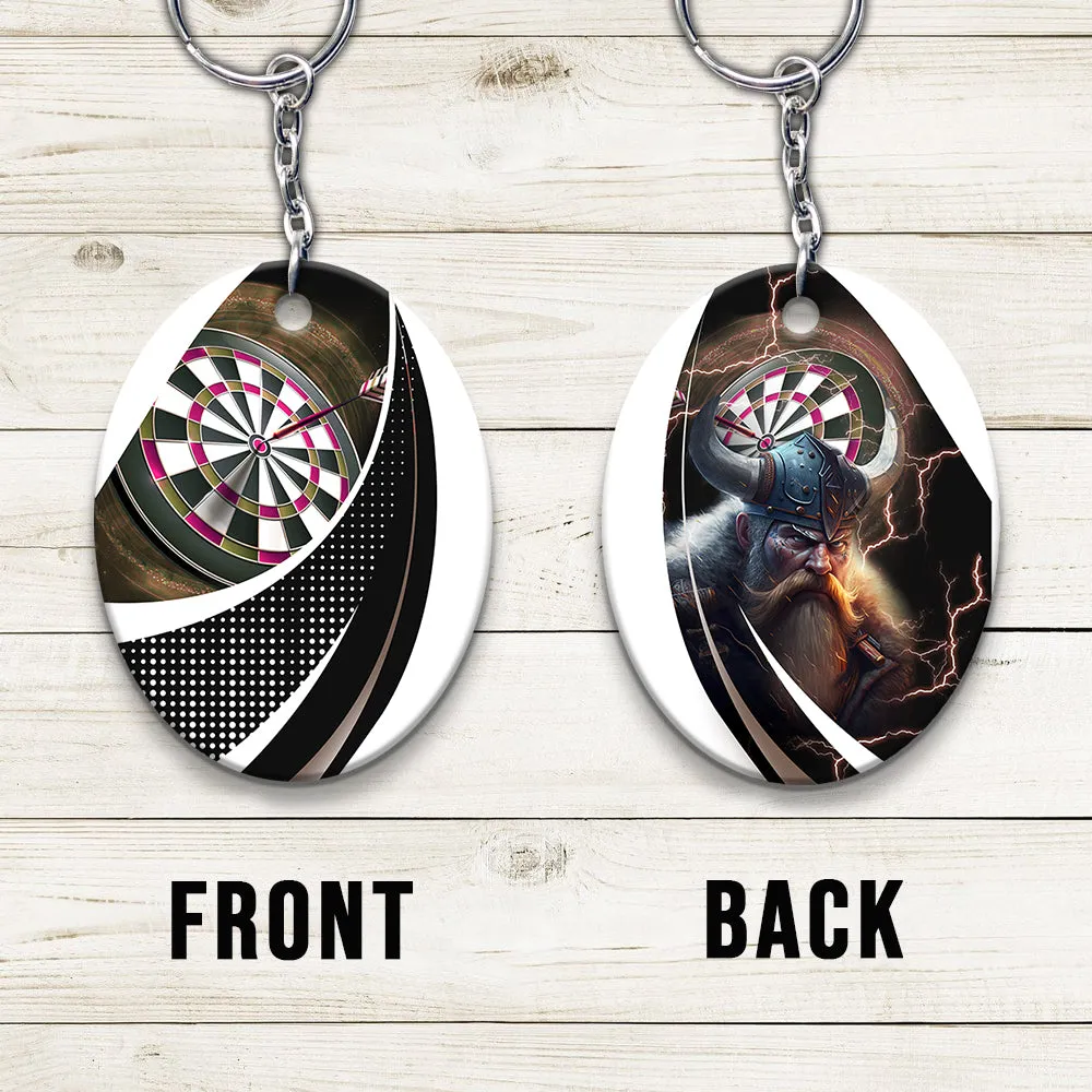 Bullseye Dartboard Brown Keychain Viking And Darts For Dart Team Player