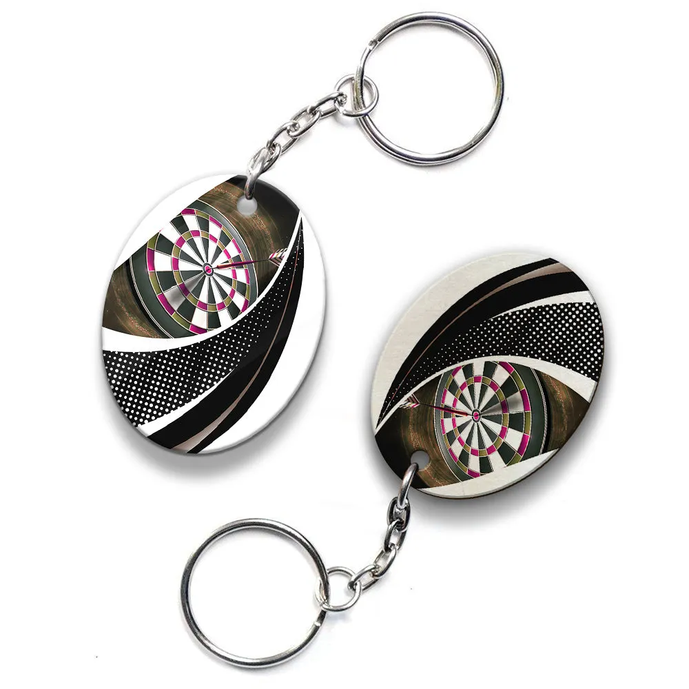 Bullseye Dartboard Brown Keychain Viking And Darts For Dart Team Player